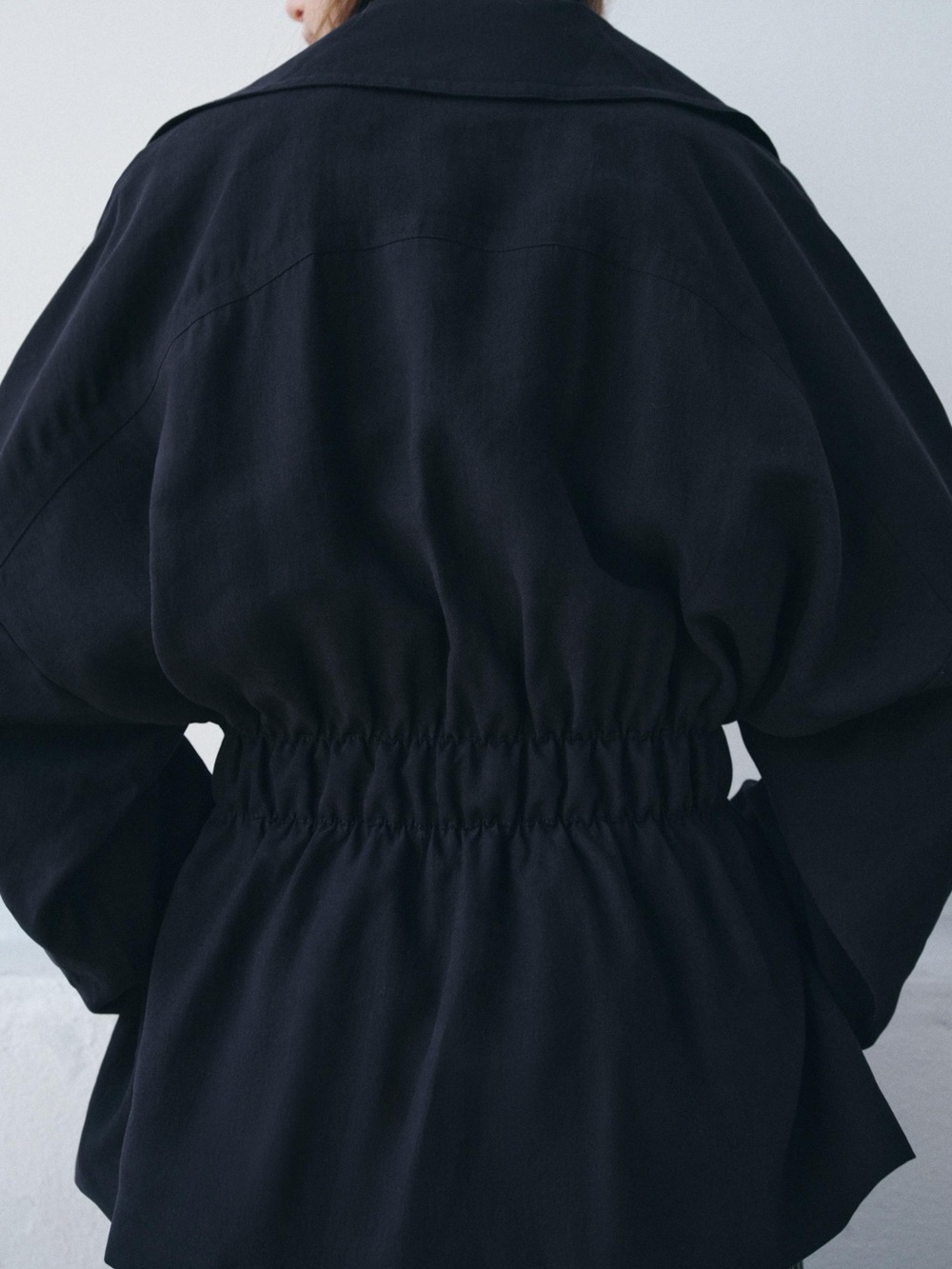 Zara ZW Collection Short Flowy Trench Coat Navy Blue Large NWT Belted Jacket - Picture 3 of 14